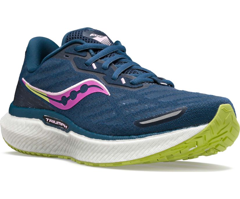 Saucony Triumph 19 Women's Running Shoes Navy / Green | Canada 211EBCX